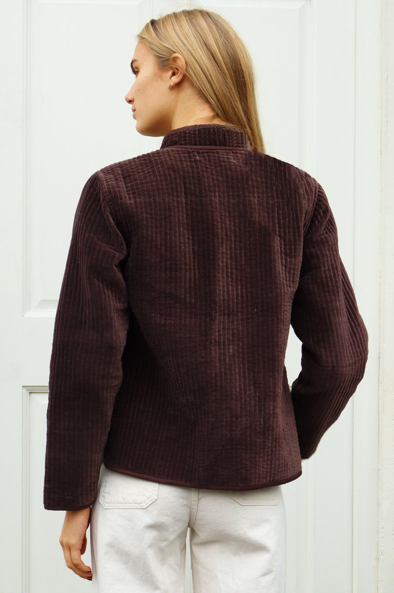 Velvet Quilted Jacket | Chocolate