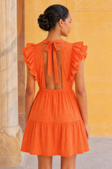 Rose Frill Mini Dress | Orange