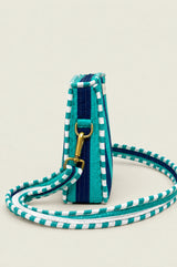 Small Cotton Quilted Bag | Teal/Light Blue