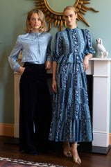 Moxi Peplum Maxi Dress | Navy/Light Blue