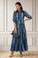 Moxi Peplum Maxi Dress | Navy/Light Blue