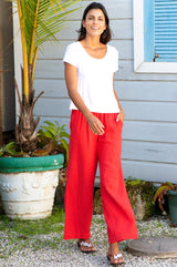 Organic Cotton Cheesecloth Trouser | Red - Aspiga