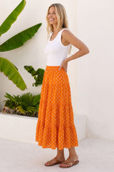 One Size Organic Cotton Skirt | Orange/White