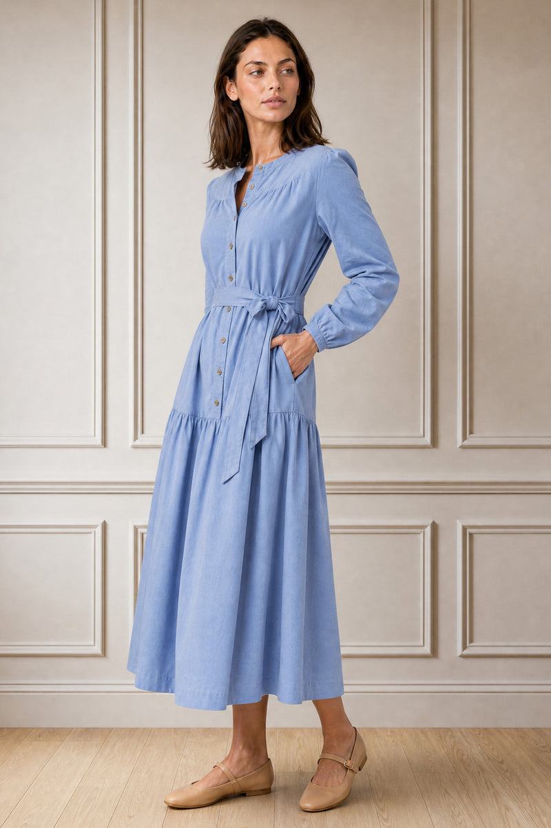 cord midi dress Aspiga Ladies Sustainable Baby in Ice Blue Day Dress Size:16 US Women (13 AU/UK) HOMECOMING DANCE year sensability Iris Embroidered Notch Neck