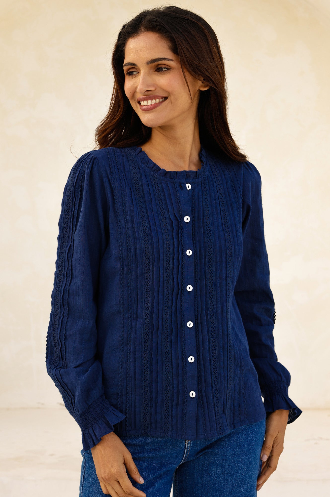 Vienna Long Sleeve Blouse | Navy