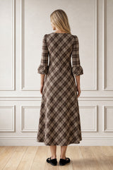Elizabeth Check Dress | Brown/Grey