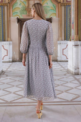 Verity Ruched Printed Dress | Blue