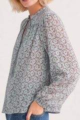 Nina Tie Neck Printed Top | Blue