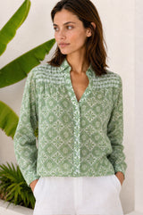 Livi Organic Cotton Blouse | Sage/White