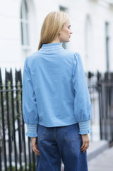 Embroidered Smocked Baby Cord Blouse | Ice Blue