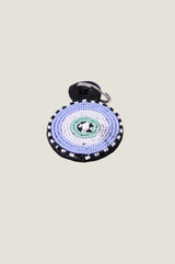 Large Beaded Circle Keyring | Sky Blue/White