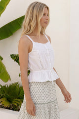 Lace Cotton Cami | White