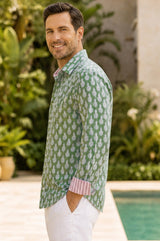 Men's Organic Cotton Shirt | Pineapple Green/Teal