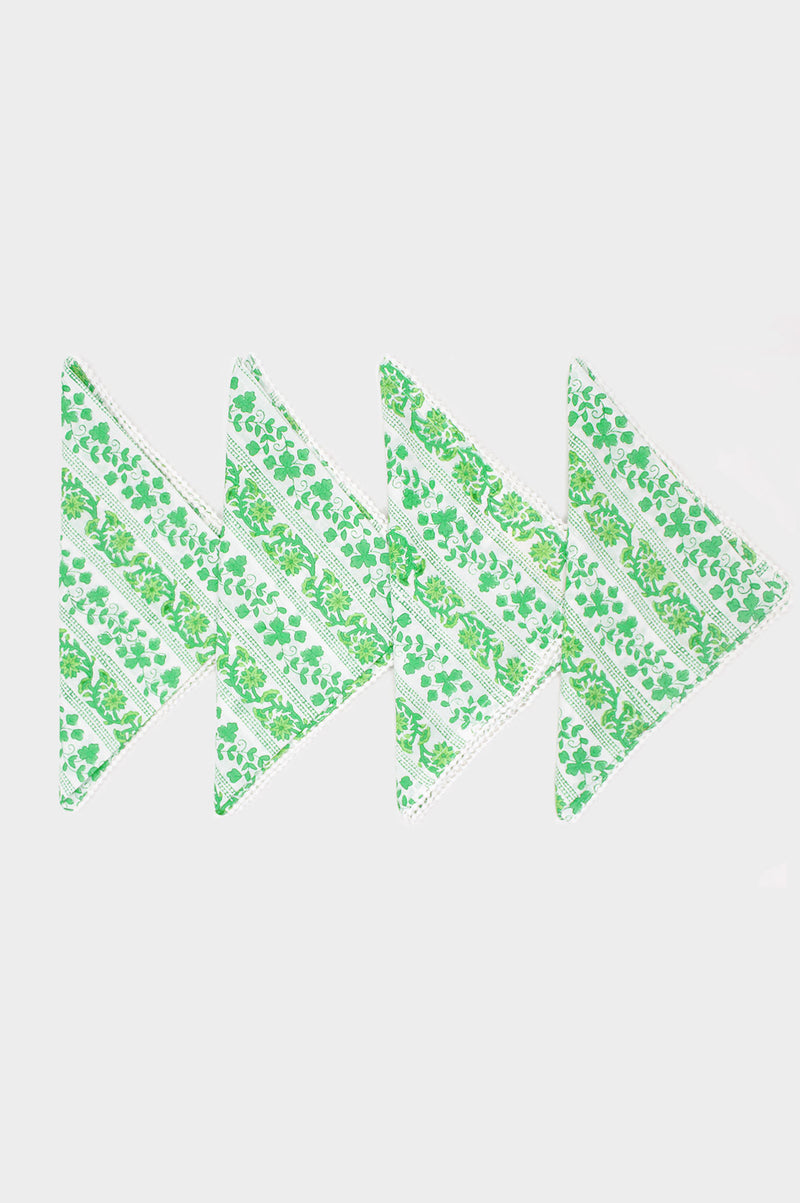 Napkins Set Of 4 | Linear Botanical Green