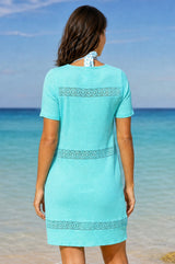 Roxy Crinkle Cotton Kaftan | Turquoise