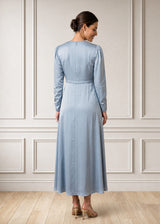 Kyrsty Satin Dress | Ice Blue