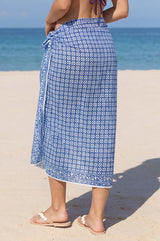 Organic Cotton Sarong | Blue/White