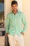 Men's Organic Cotton Shirt | Floral Turquoise/White