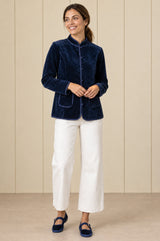 Velvet Quilted Jacket | Navy