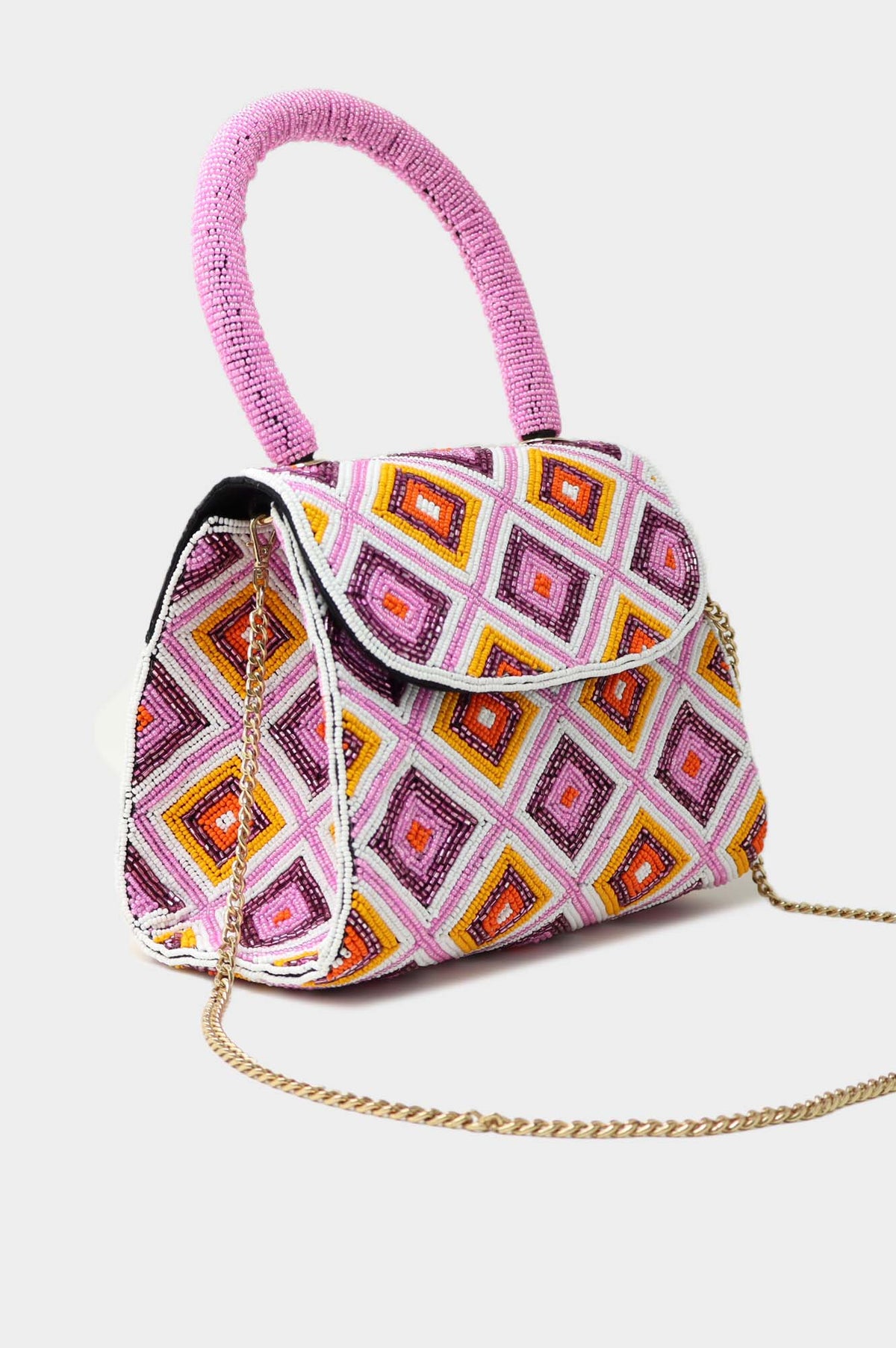 Aspiga Ladies Sustainable Beaded Pink Crossbody Handbag