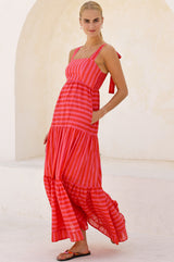 Tabitha Organic Cotton Dress | Red/Pink - Aspiga