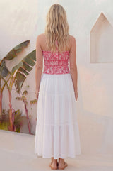 Shirred Bandeau Top | Pink/White