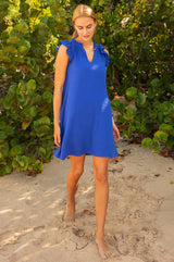 Short Swing Organic Cotton Cheesecloth Dress | Cobalt