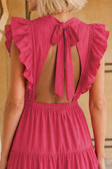 Rose Frill Maxi Dress | Pink