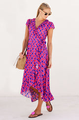 Demi EcoVero™ Wrap Dress | Blue/Pink