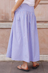 Stripe Dropped Waist Skirt | Blue/Red/White