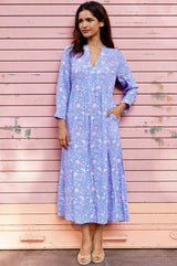 Mara Rayon Dress | Blue/Pink