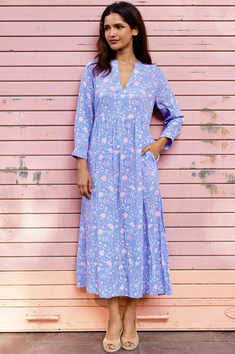 blue rayon dress Aspiga Women's Sustainable Mara Long Sleeve Summer Holiday - Purple Size:M (Bust 89 cm) Black Coats for Women VENDOR COLOR-LIMONCELLO plain rayon fabric rayon material dress 3/4 Length * Length