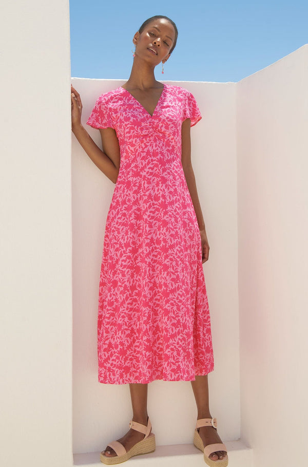 Felicity EcoVero™ Dress | Clematis Vines Mono Pink/Pink