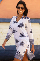 Guadalupe Short Organic Cotton Tunic | White/Navy