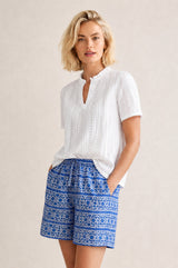 Pull on Organic Cotton Shorts | Blue/White