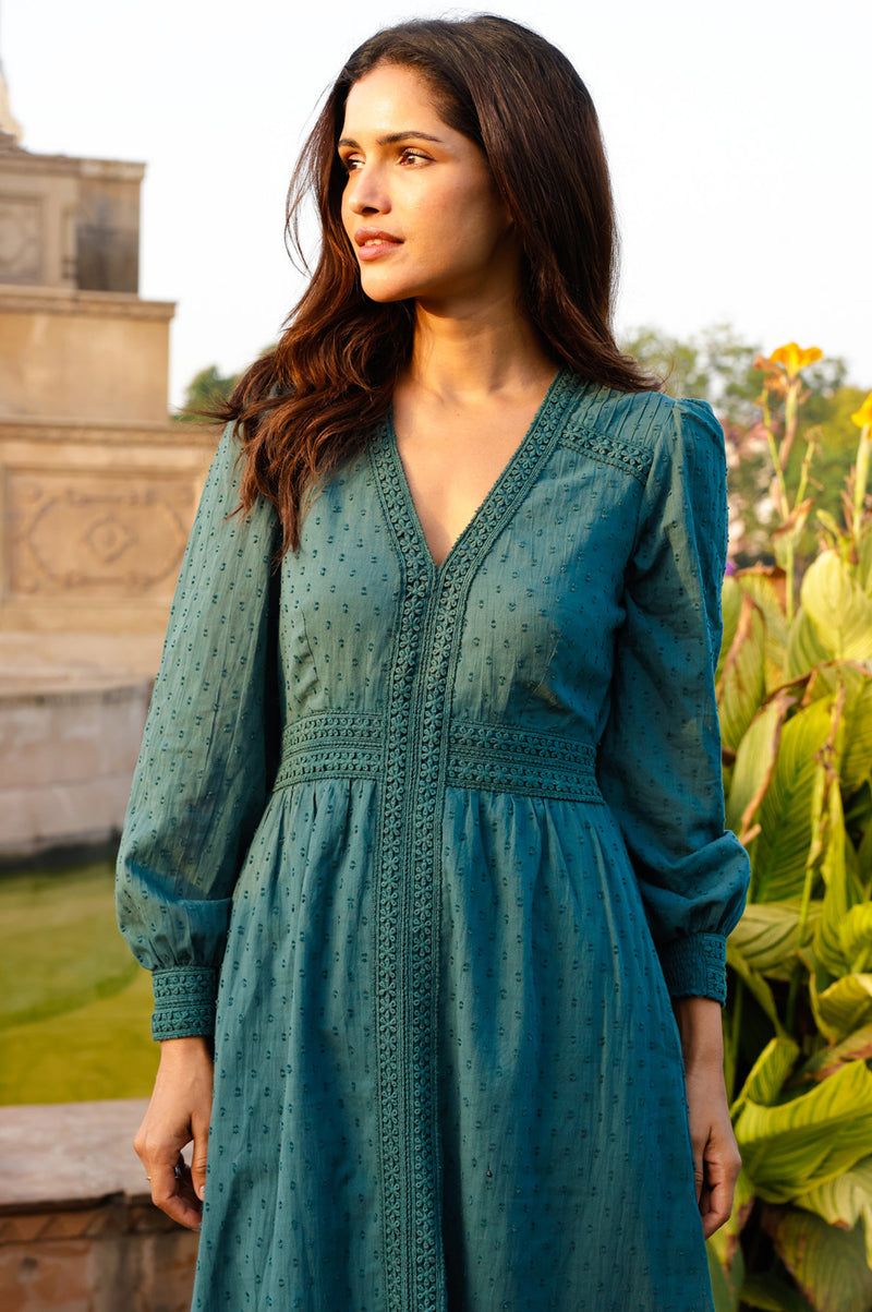 Aspiga Sustainable Womens Long Sleeve Iris Dress Summer Holiday Occasion Teal Aspiga Sustainable Womens Long Sleeve Iris Dress Summer Holiday Occasion Teal