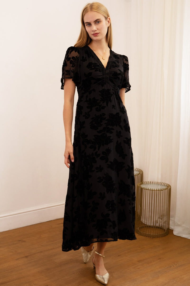 Anais Devore Dress | Black
