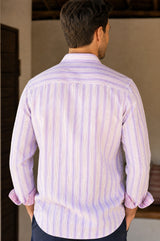 Men's Organic Cotton Shirt | Stripe Lilac/Pink