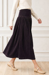 Dropped Waist Baby Cord Skirt | Aubergine