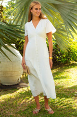 Tessa Organic Cotton Cheesecloth Dress | White - Aspiga