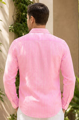 Men's Organic Cotton Shirt | Stripe Pink/Lilac
