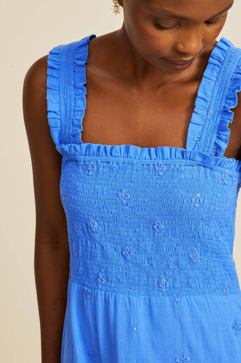 Rhianna Embroidered Midi Dress | Marina Blue