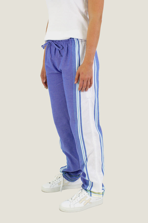 Unisex Kikoy Trousers | Denim Blue/White
