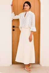 A-Line Linen Skirt | Ecru