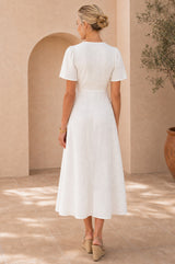 Tessa Organic Cotton Cheesecloth Dress | White