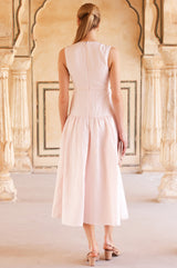 Rhia Linen Blend Dress | Blush