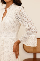 Thea Cotton Blend Lace Dress | Ecru