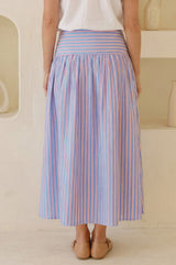Stripe Dropped Waist Skirt | Blue/Red/White