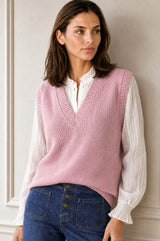 Merino Wool V Neck Tank | Blush