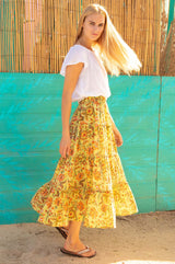 Rose One Size Skirt | Green/Orange - Aspiga
